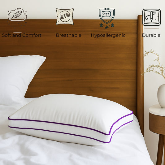 Siroki Bond Microfiber Filling Double Pipin Pillow for Home Bedroom & Living Room 17x27 Soft Sleeping Pillow