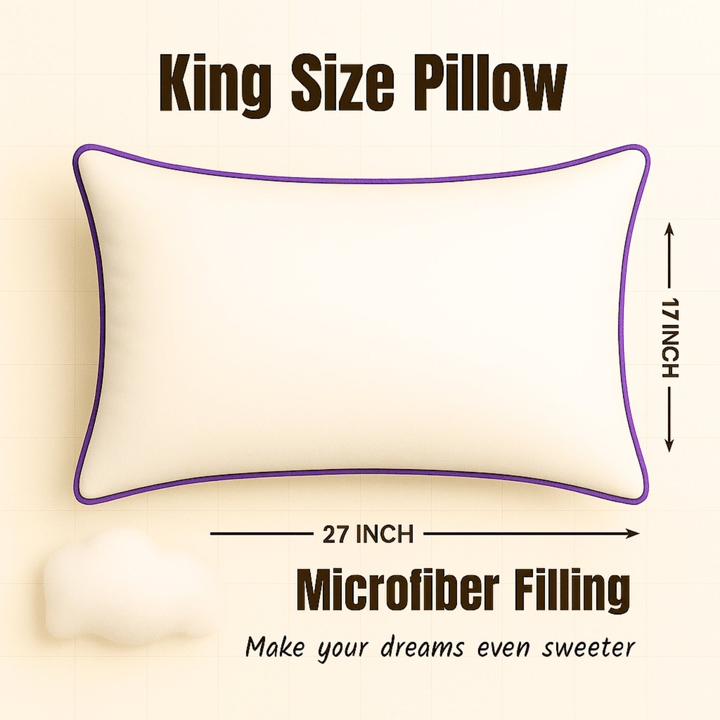 Siroki Bond Microfiber Filling Double Pipin Pillow for Home Bedroom & Living Room 17x27 Soft Sleeping Pillow
