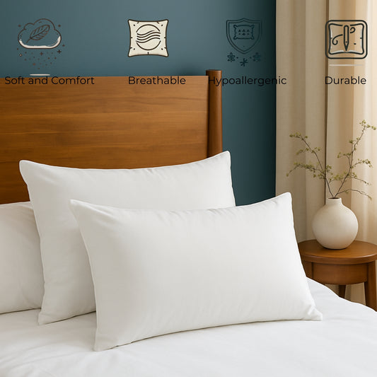 Siroki Bond Microfiber Filling Plain Pillow for Home Bedroom & Living Room 17x27 Soft Solid Sleeping Pillow (White)