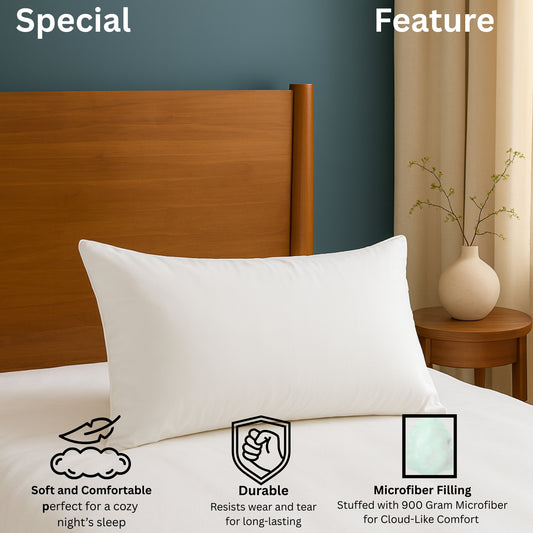 Siroki Bond Microfiber Filling Plain Pillow for Home Bedroom & Living Room 17x27 Soft Solid Sleeping Pillow (White)