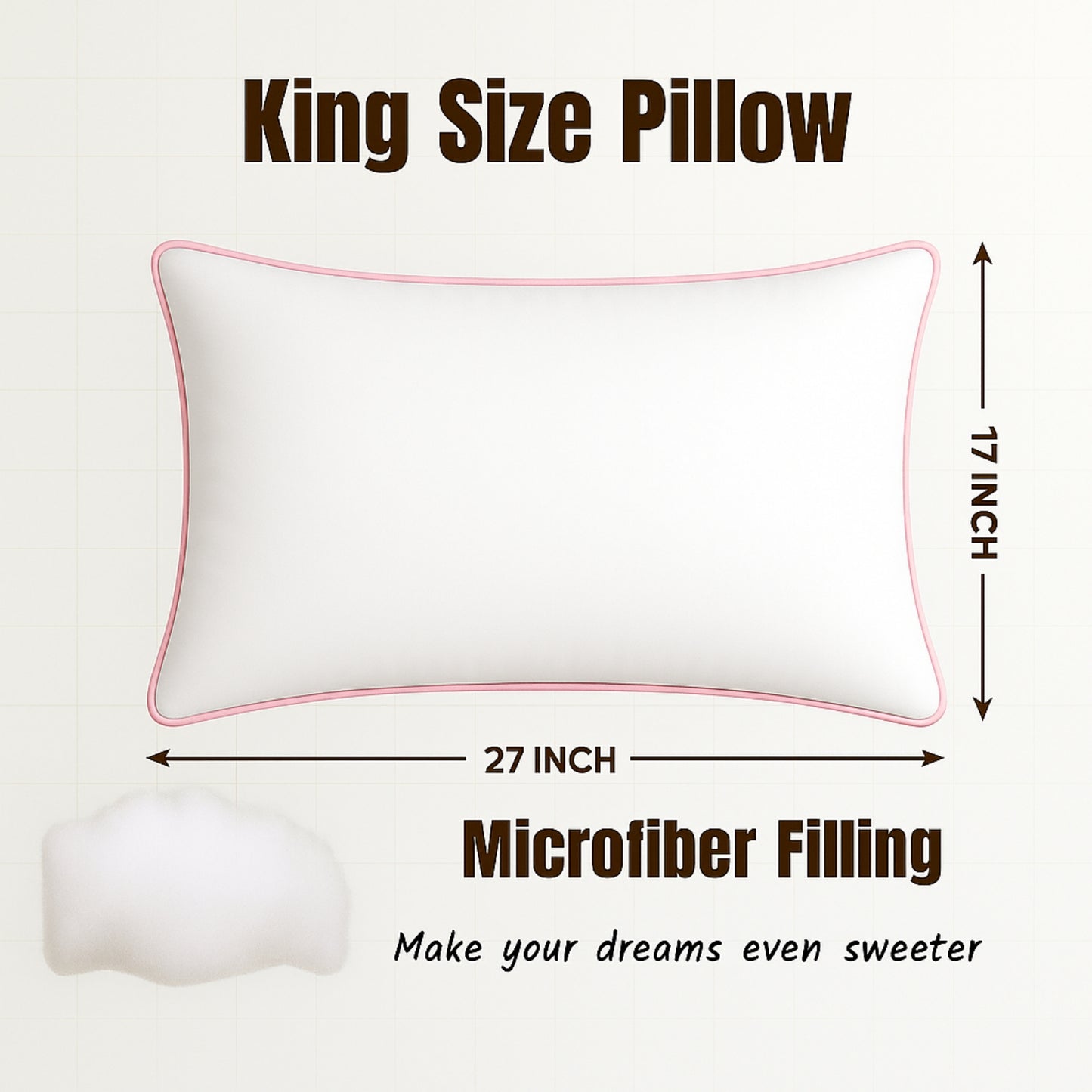 Siroki Bond Microfiber Filling Double Pipin Pillow for Home Bedroom & Living Room 17x27 Soft Sleeping Pillow (Red)