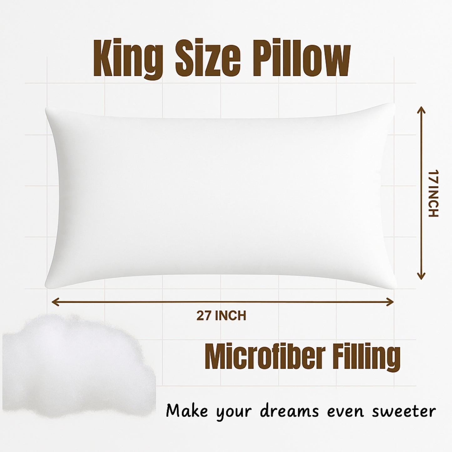 Siroki Bond Microfiber Filling Plain Pillow for Home Bedroom & Living Room 17x27 Soft Solid Sleeping Pillow (White)