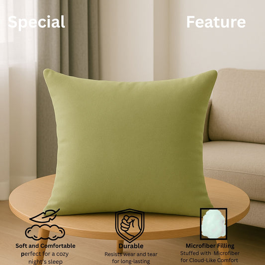 Siroki Bond Microfiber Filling Cushion For Home Office Living Room 16x16 Inch Soft Fluffy Cushion (Olive)
