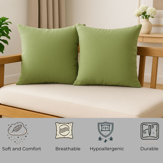 Siroki Bond Microfiber Filling Cushion For Home Office Living Room 16x16 Inch Soft Fluffy Cushion (Olive)