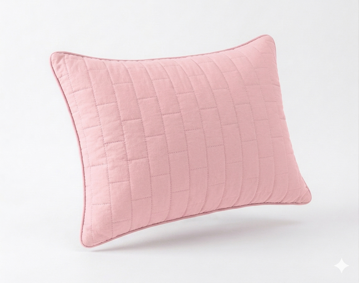 Siroki Bond Solid Double Pipin Quilted Sleeping Pillow (Pink)