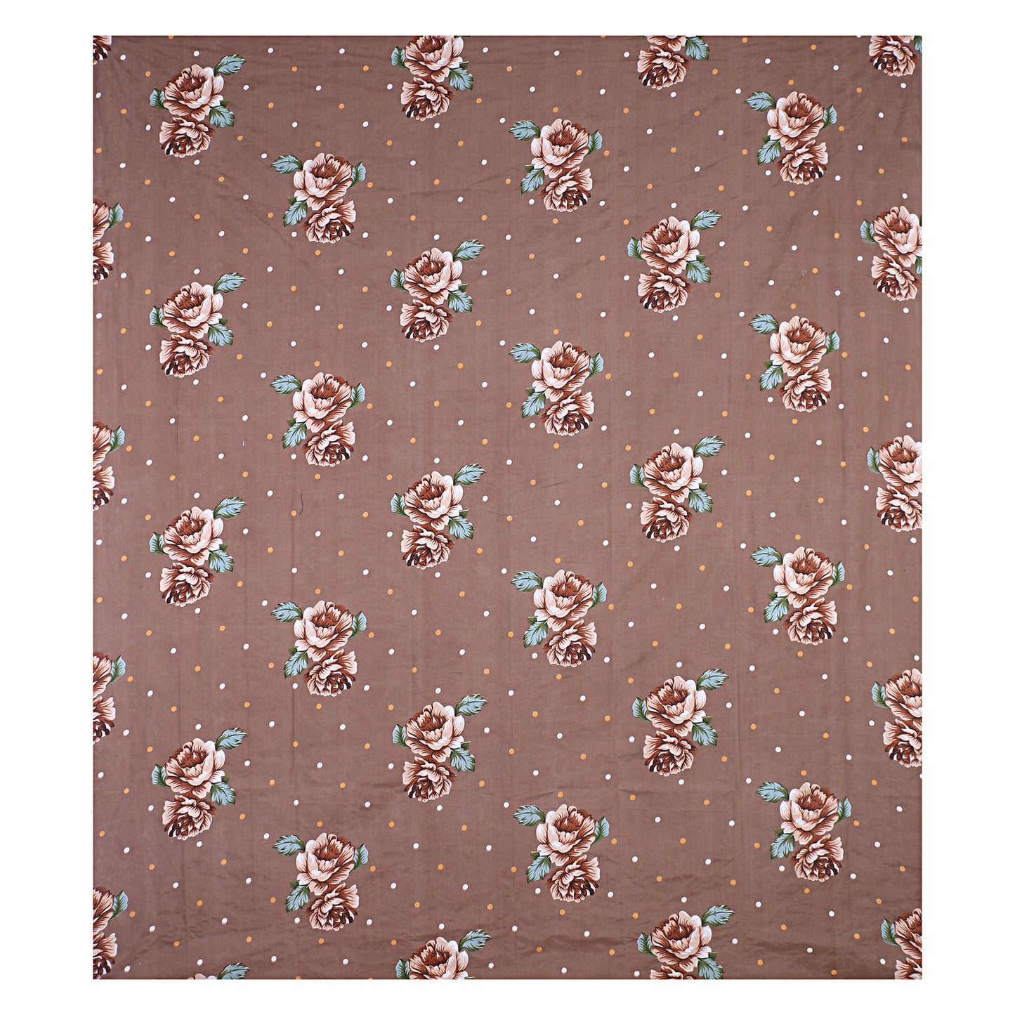 Siroki Bond Light Brown Printed Cotton Single Bed Sheet