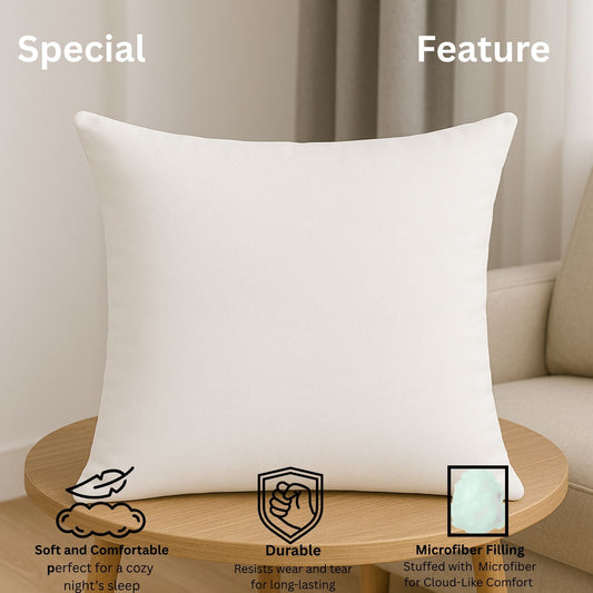 Siroki Bond Microfiber Filling Cushion For Home Office Living Room 16x16 Inch Soft Fluffy Cushion (White )