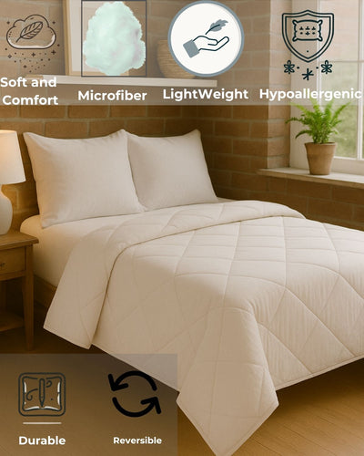 Siroki Bond Microfiber Quilted Comforter for AC Room and Mild Winter & Heavy Winter Solid Comforter (White)