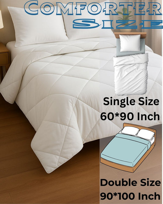 Siroki Bond Microfiber Quilted Comforter for AC Room and Mild Winter & Heavy Winter Solid Comforter (White)