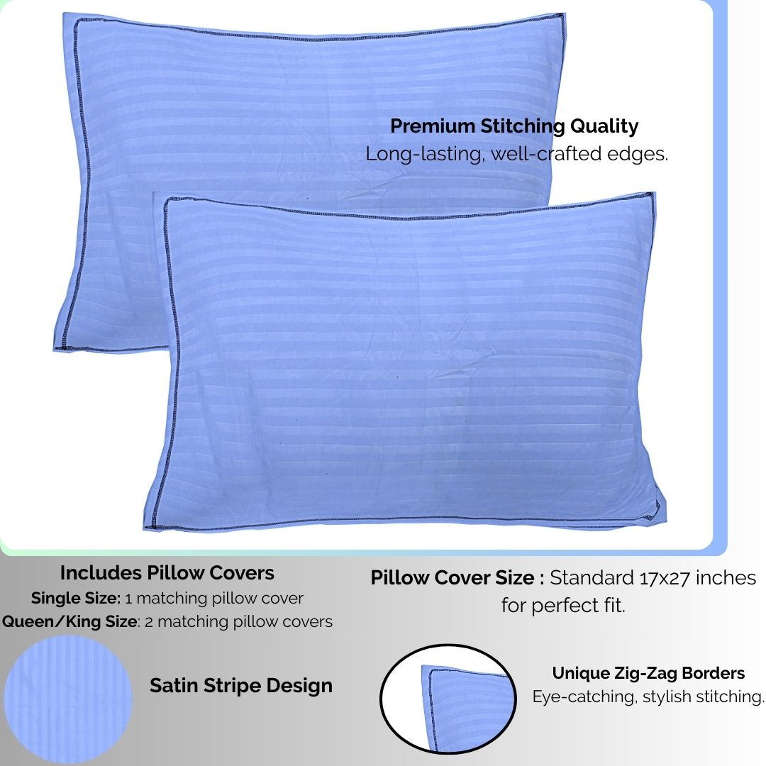Siroki Satin Strip 250 TC Flat Solid Bedsheet for Home, Living Room & Bedroom Strip Bedsheet