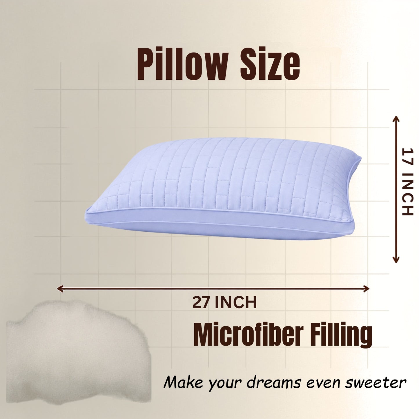 Siroki Bond Solid Double Pipin Quilted Sleeping Pillow (Lavendar)