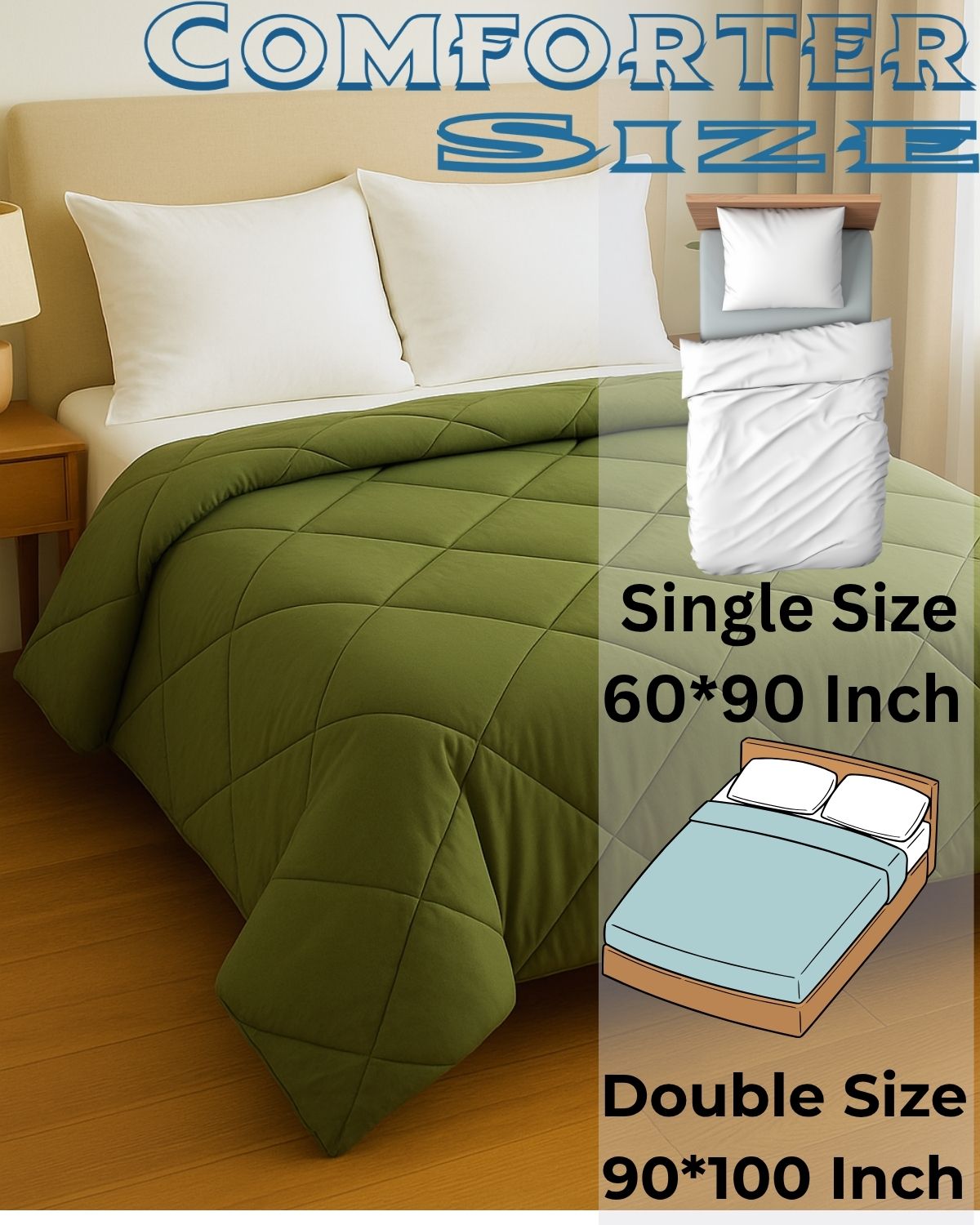 Siroki Bond Quilted 200 GSM Microfiber Filling Comforter for AC Room and Mild Winter