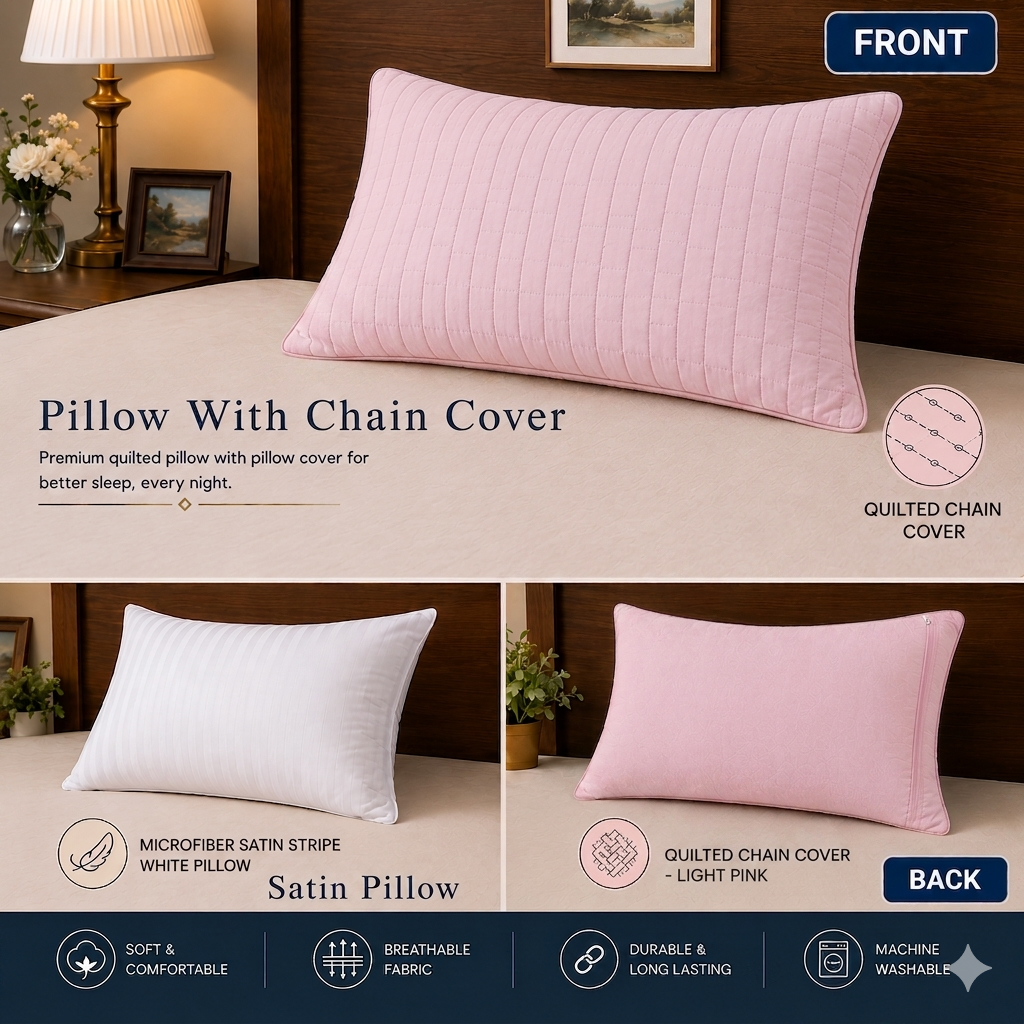 Siroki Bond Solid Sleeping Quilted Pillow Cover (16X24) – Pink