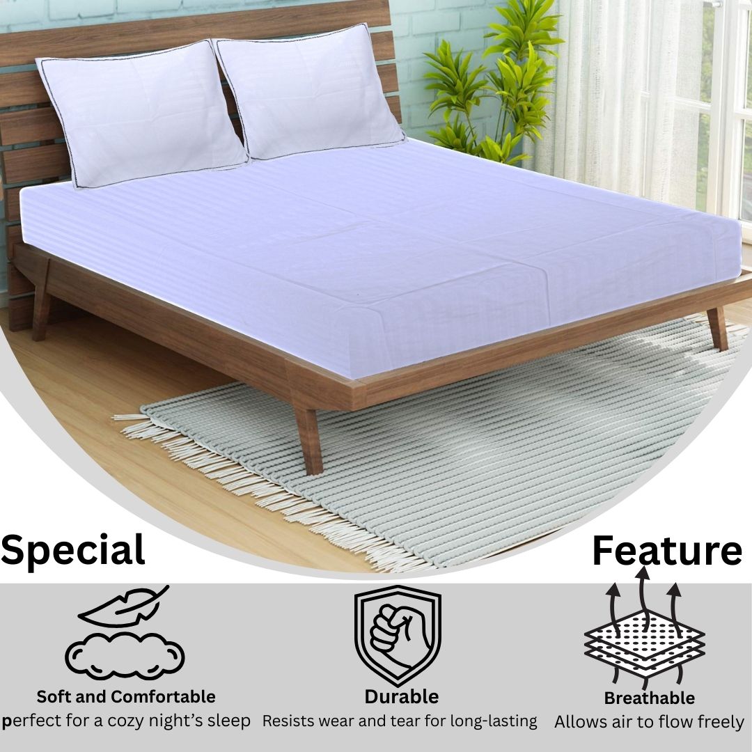 Siroki Satin Strip 250 TC Flat Solid Bedsheet for Home, Living Room & Bedroom Strip Bedsheet
