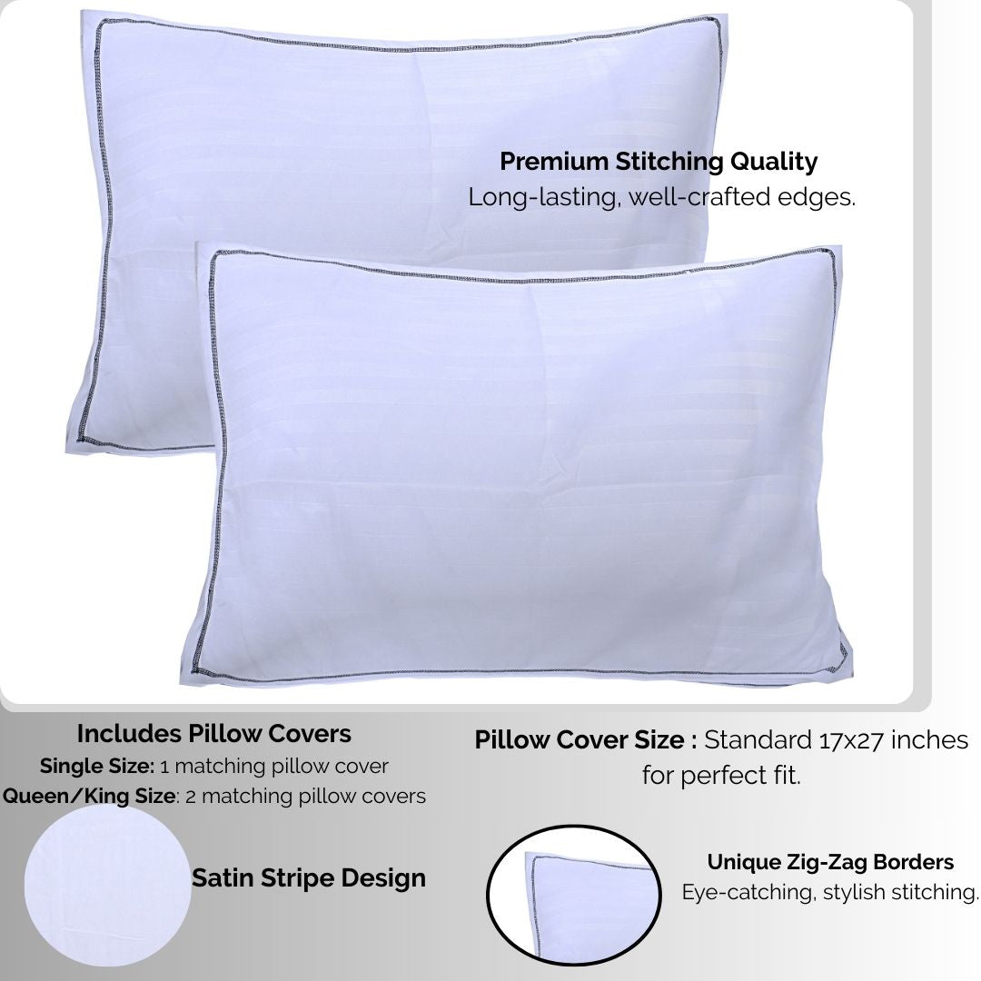 Siroki Satin Strip 250 TC Flat Solid Bedsheet for Home, Living Room & Bedroom Strip Bedsheet