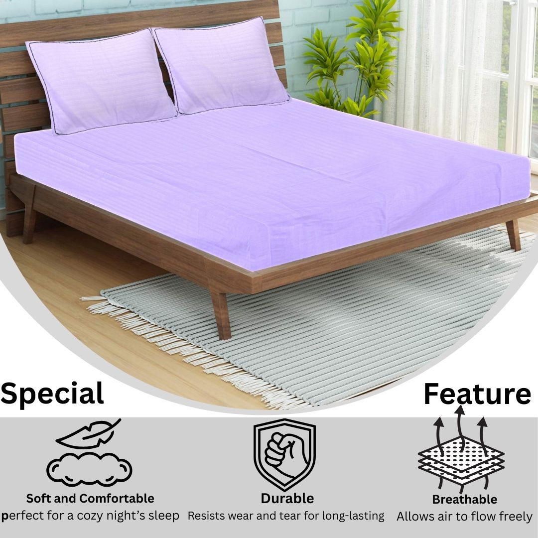 Siroki Satin Strip 250 TC Flat Solid Bedsheet for Home, Living Room & Bedroom Strip Bedsheet