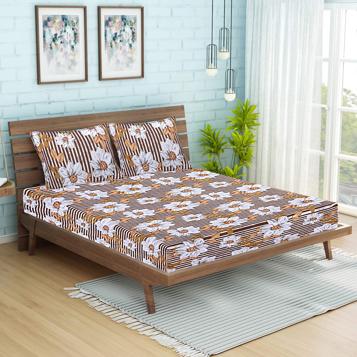 SIROKI BOND Premium Elastic Fitted Bedsheet Combo Set