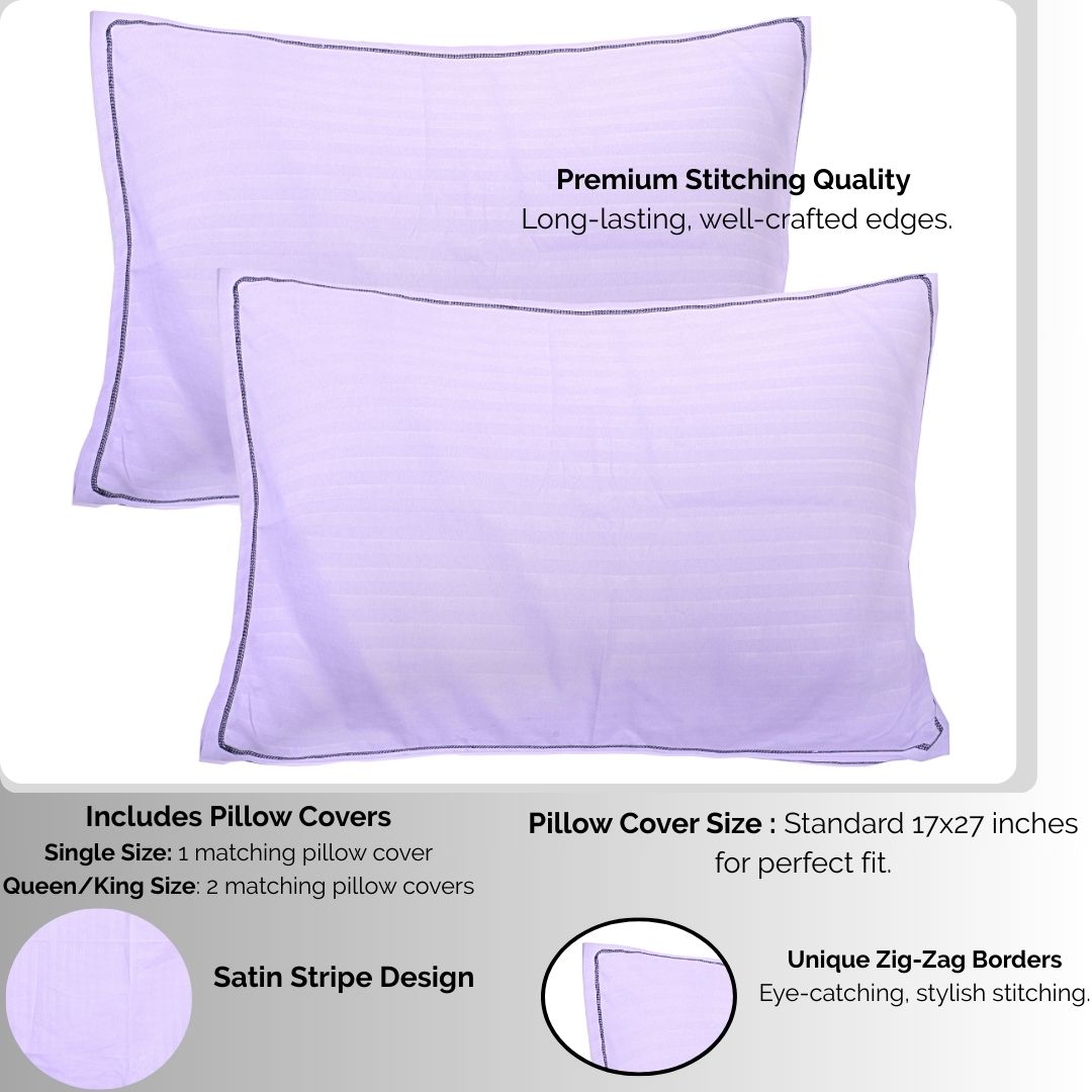 Siroki Satin Strip 250 TC Flat Solid Bedsheet for Home, Living Room & Bedroom Strip Bedsheet