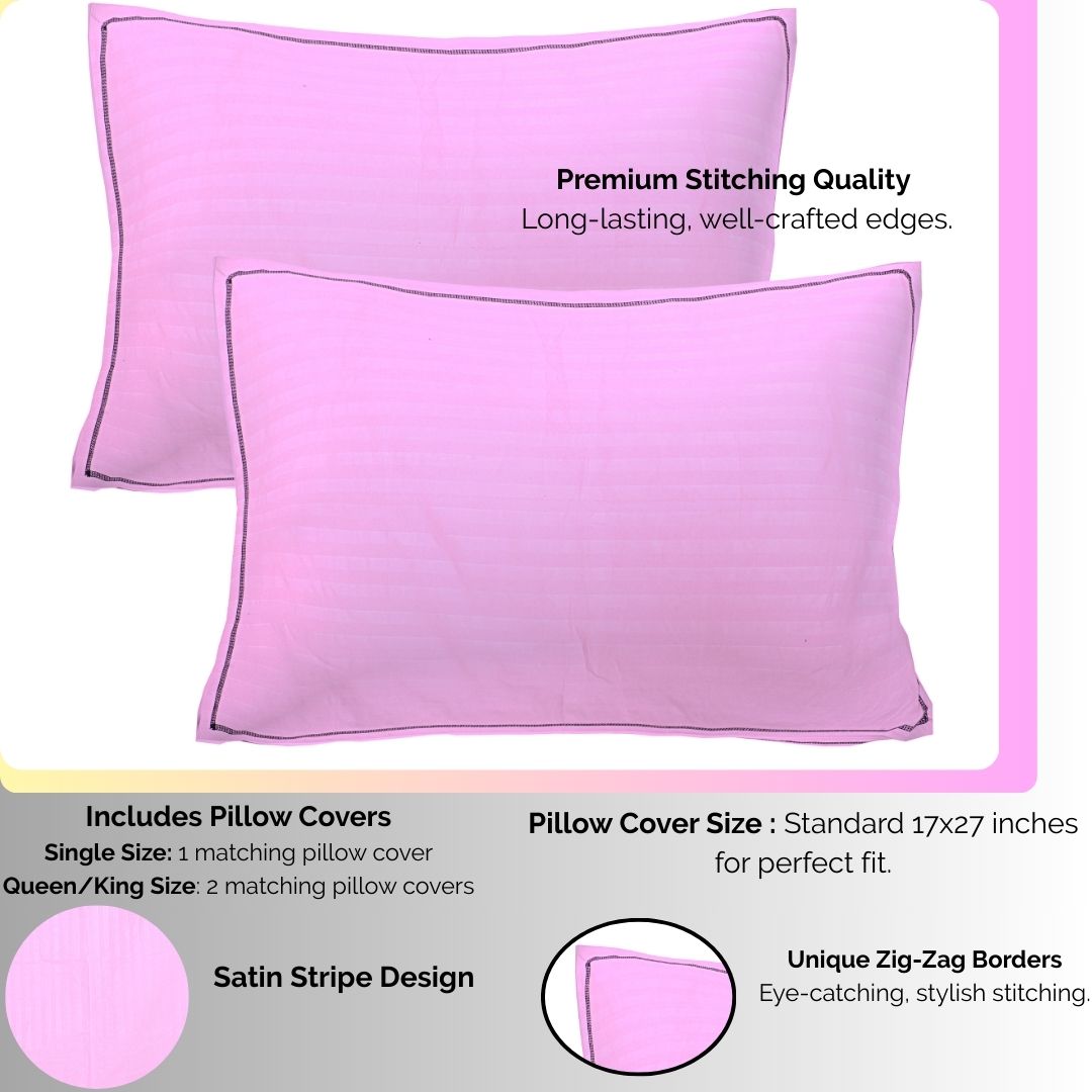 Siroki Satin Strip 250 TC Flat Solid Bedsheet for Home, Living Room & Bedroom Strip Bedsheet