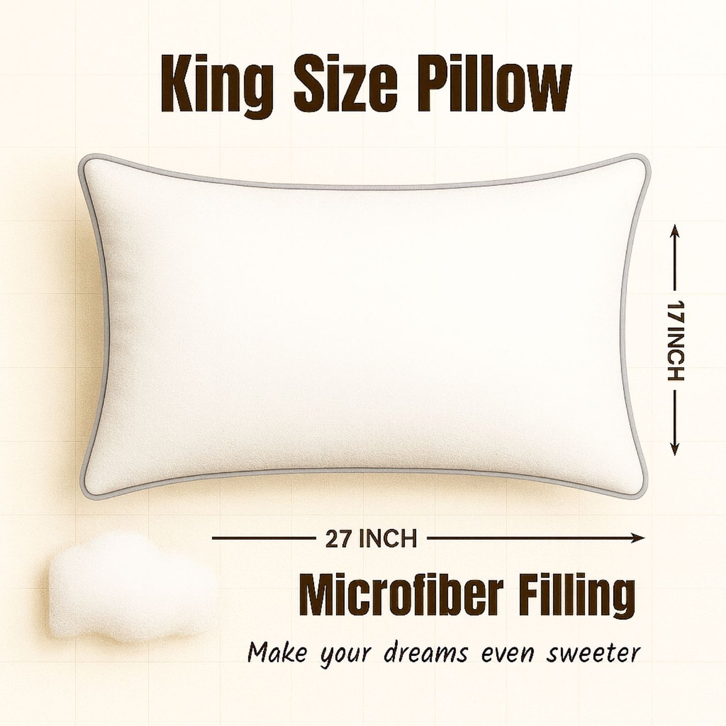 Siroki Bond Microfiber Filling Border Pillow for Home Bedroom & Living Room 17x27 Soft Sleeping Pillow (Grey)