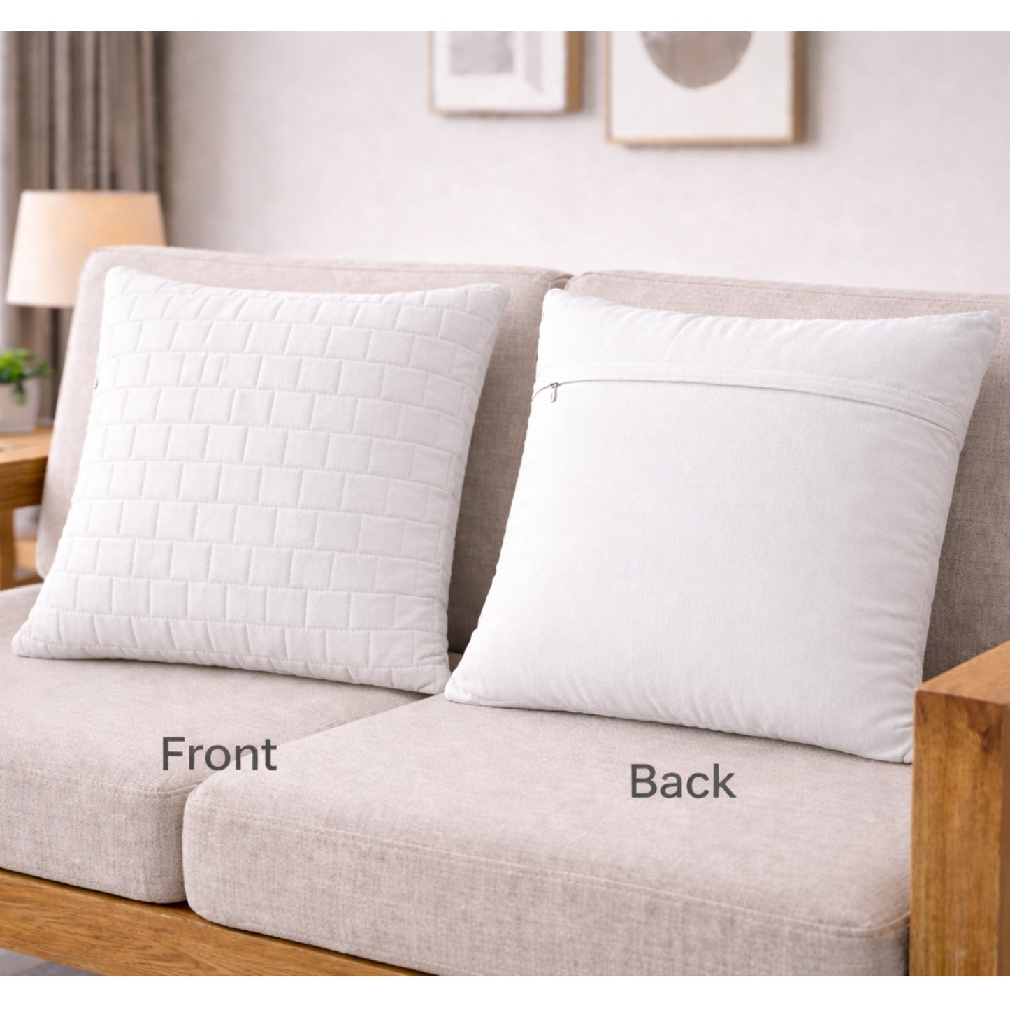 Siroki Bond Microfiber Cushion with Quilted Cover (16x16) – White