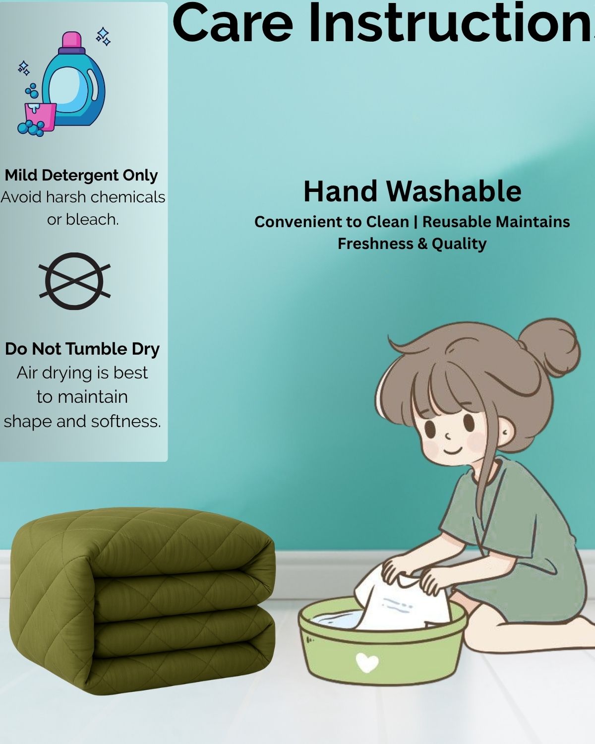 Siroki Bond Quilted Microfiber Filling Comforter for AC Room and Mild Winter (Olive Green)