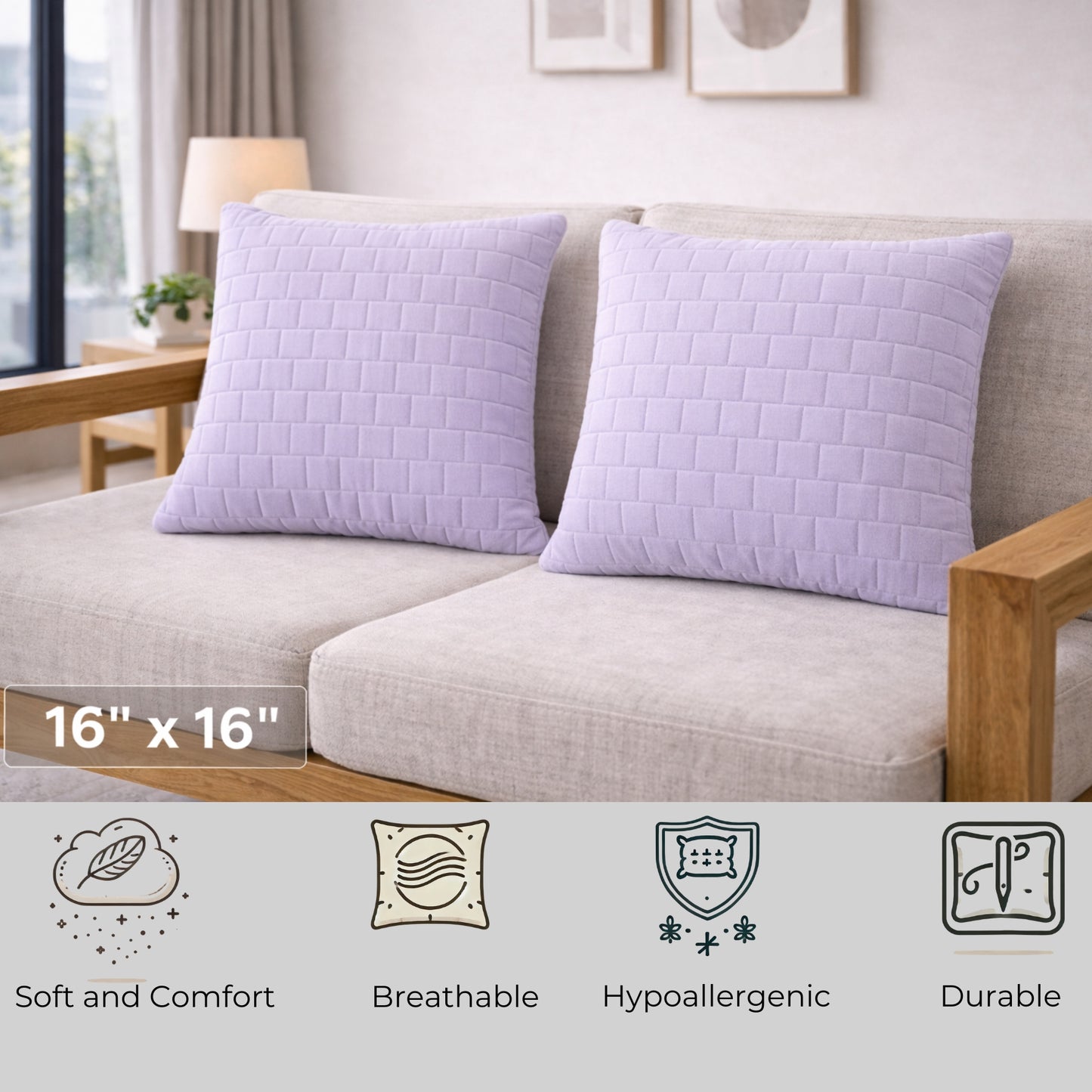 Siroki Bond Microfiber Filling Cushion (16x16) (Lavendar)