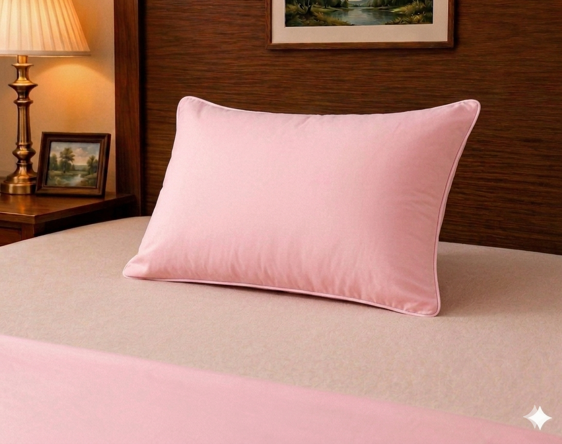 Siroki Bond Microfiber Filling Plain Sleeping Pillow (Pink) (17x27)