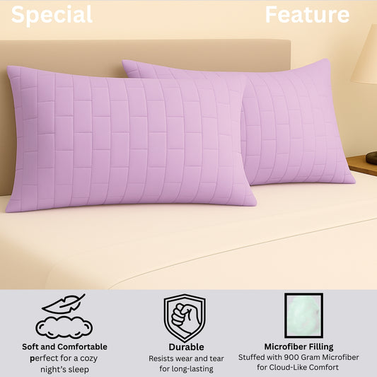 Siroki Bond Microfiber filling Quilted Pillow for Home Bedroom & Living Room 17x27 Soft Sleeping Pillow (Lavender)
