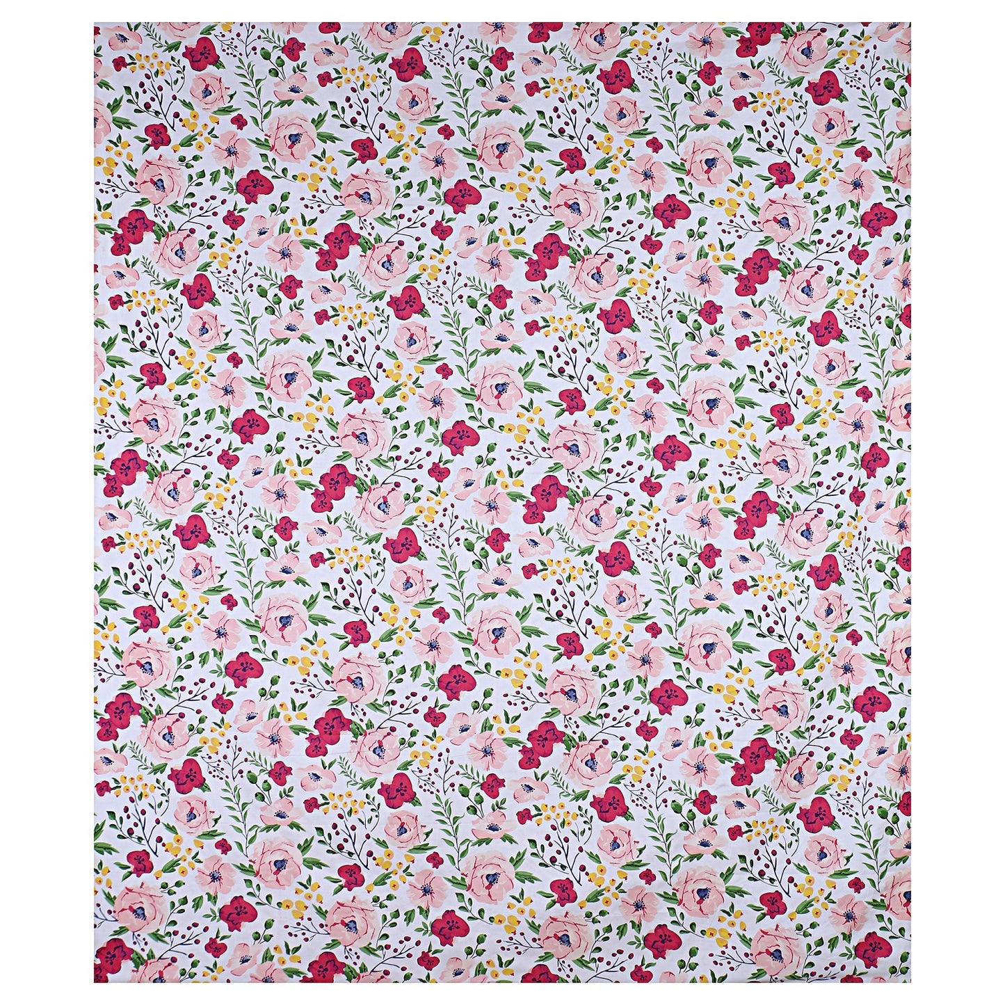 Siroki Bond Fitted White Purple Floral Printed Premium Double Bed Sheet