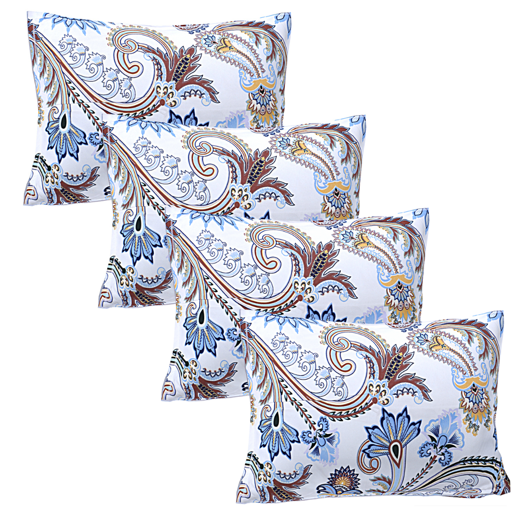 Siroki Bond White Printed Pillow Cover (17*27)