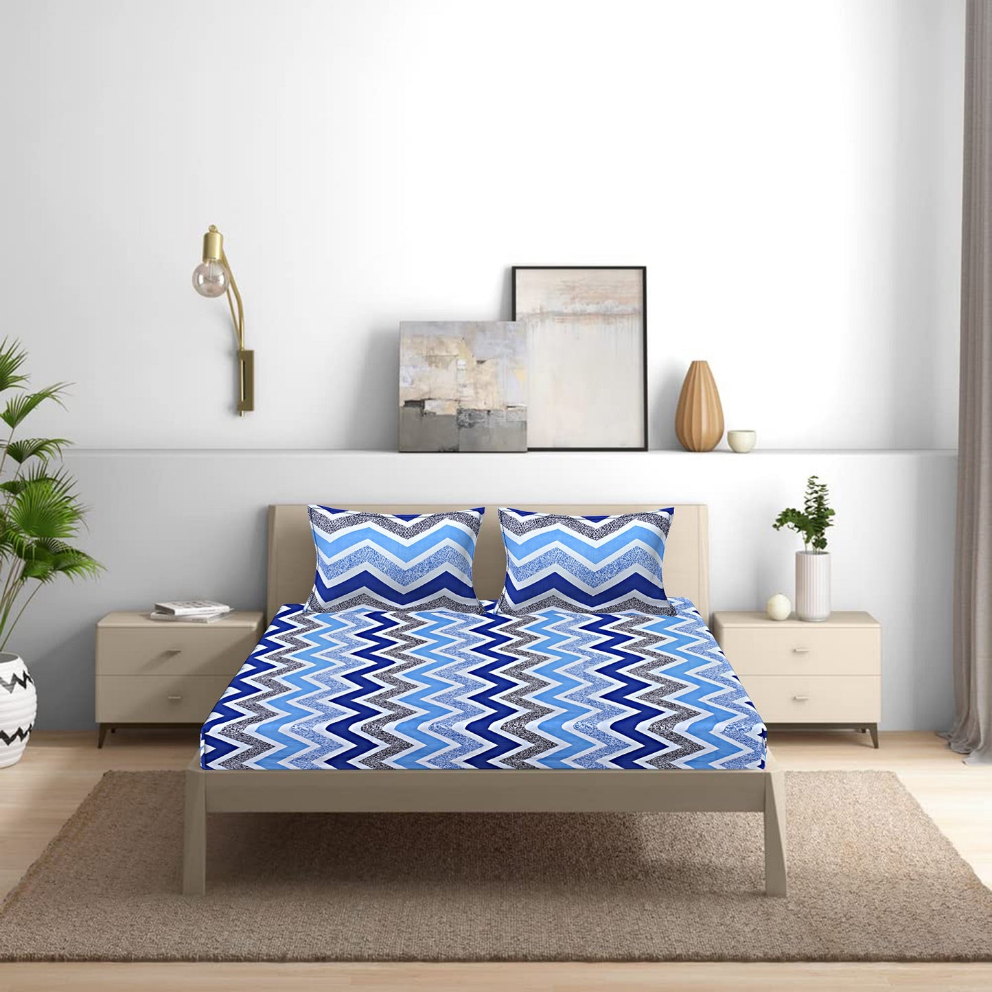 Siroki Bond Dark Blue Printed Pillow Cover (17*27)