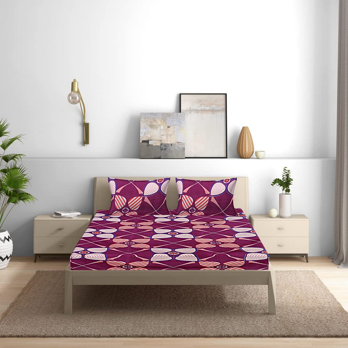 Siroki Bond Maroon Printed Pillow Cover (17*27)
