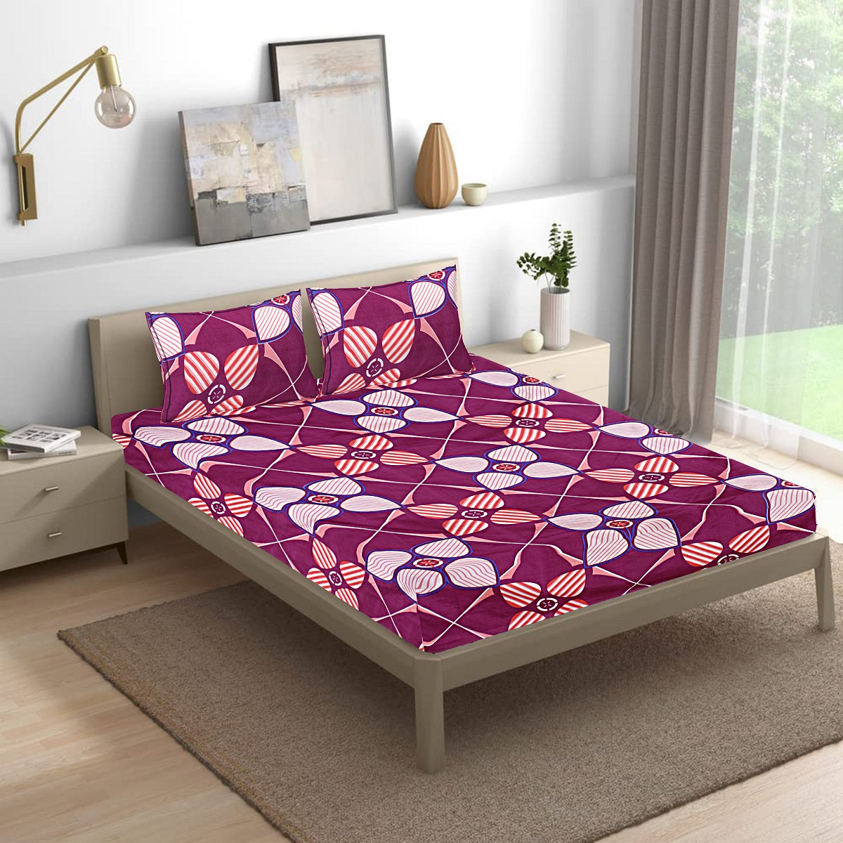 Siroki Bond Maroon Printed Pillow Cover (17*27)