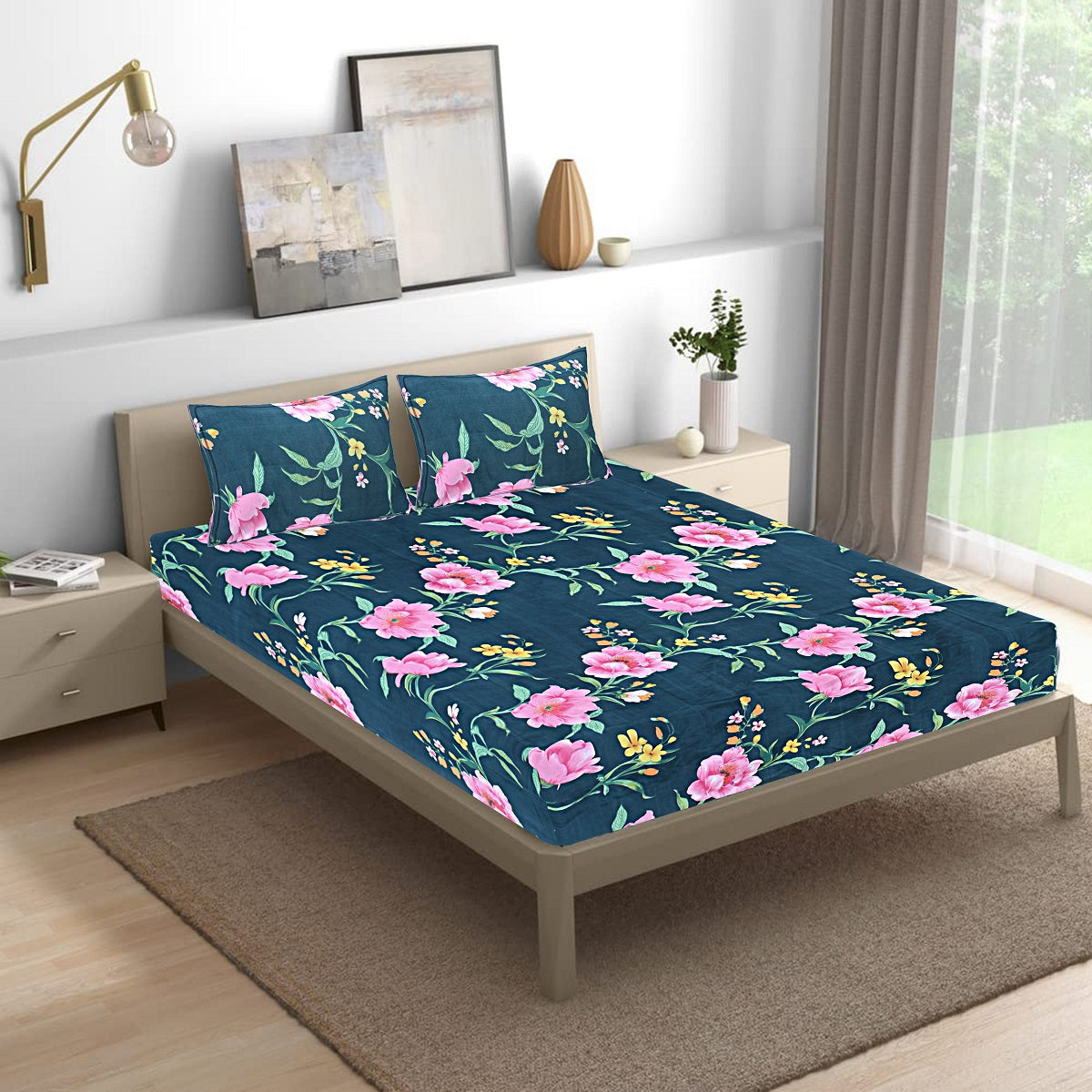 Siroki Bond Dark Green Printed Pillow Cover (17*27)