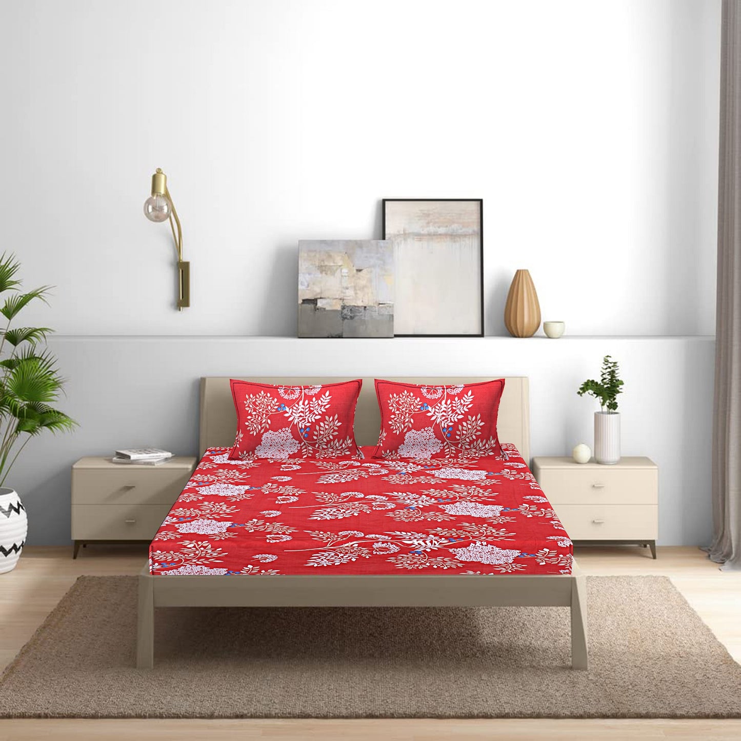 Siroki Bond Red Printed Pillow Cover (17*27)