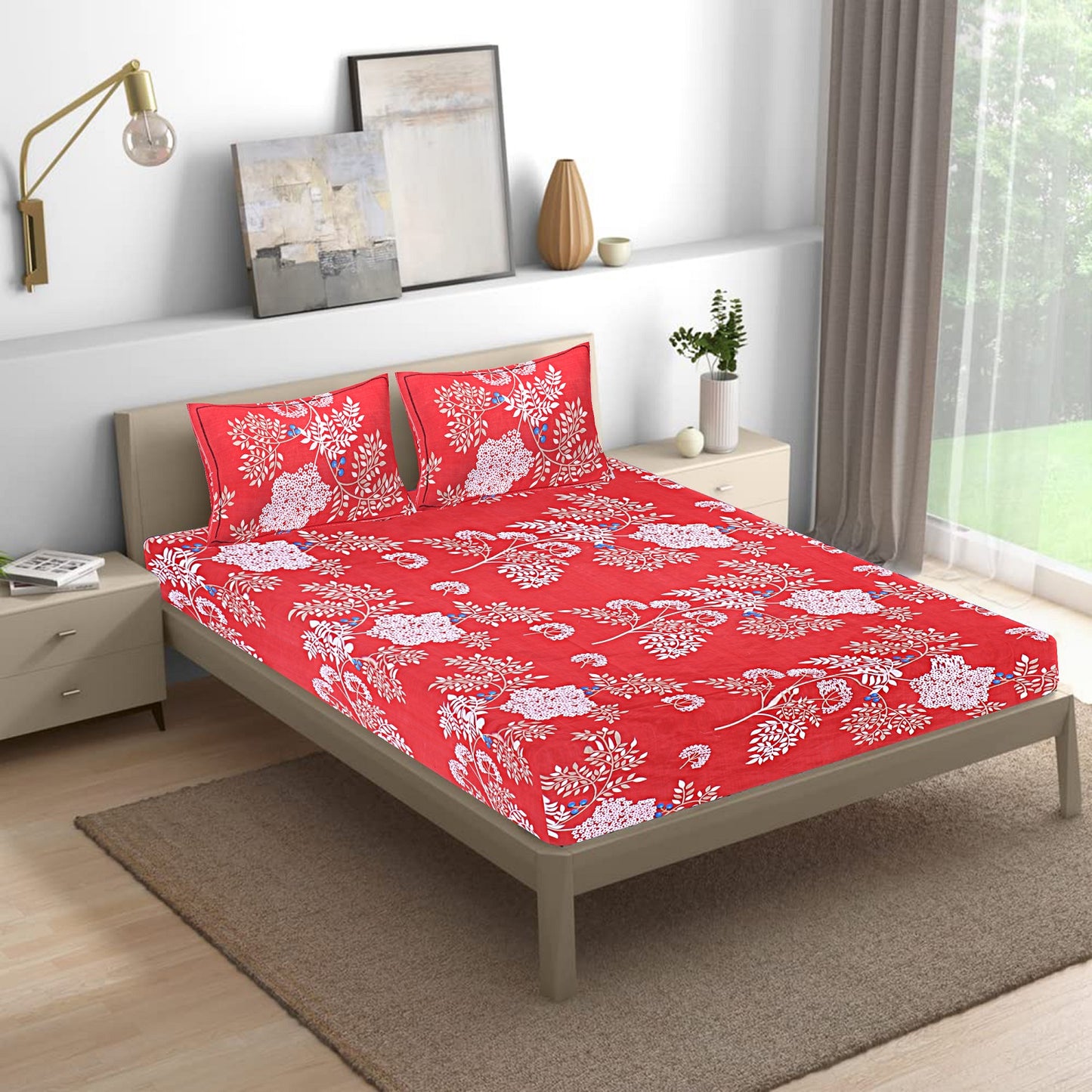 Siroki Bond Red Printed Pillow Cover (17*27)