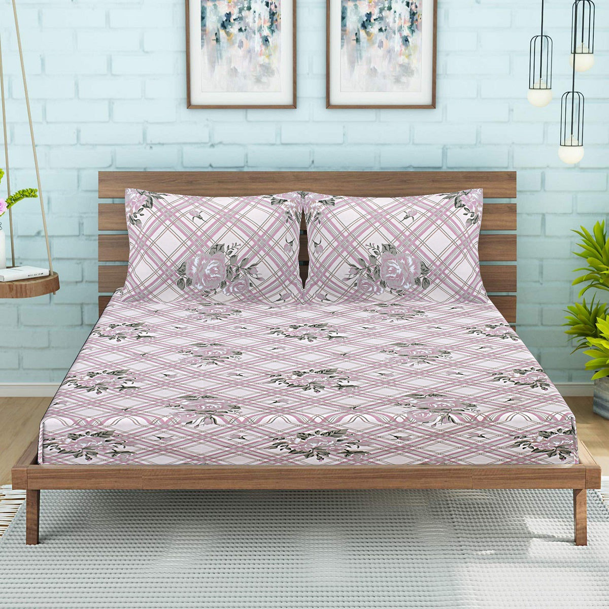Siroki Bond Premium Violet Printed Pillow Cover (17*27)