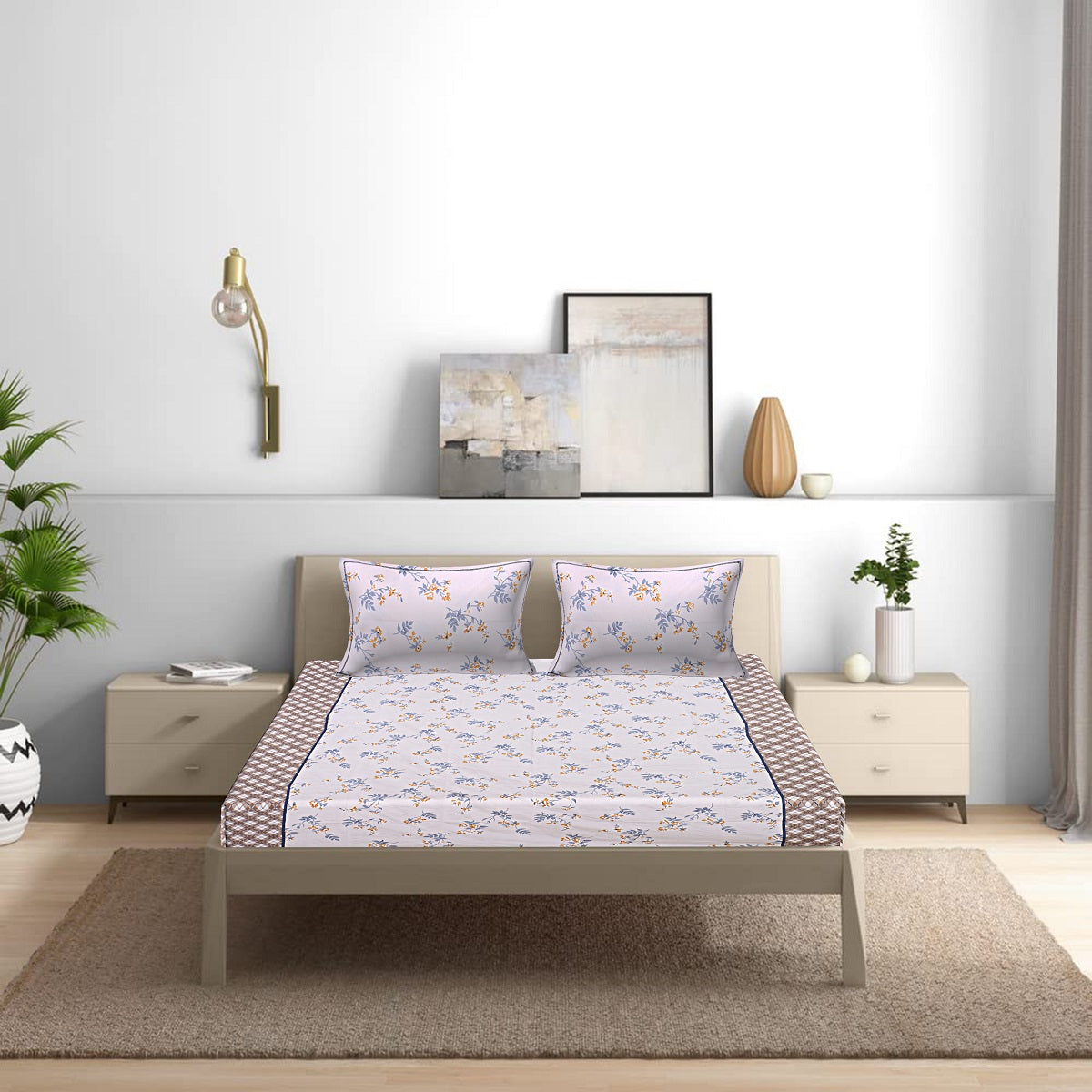 Siroki Bond Premium White Printed Pillow Cover (17*27)