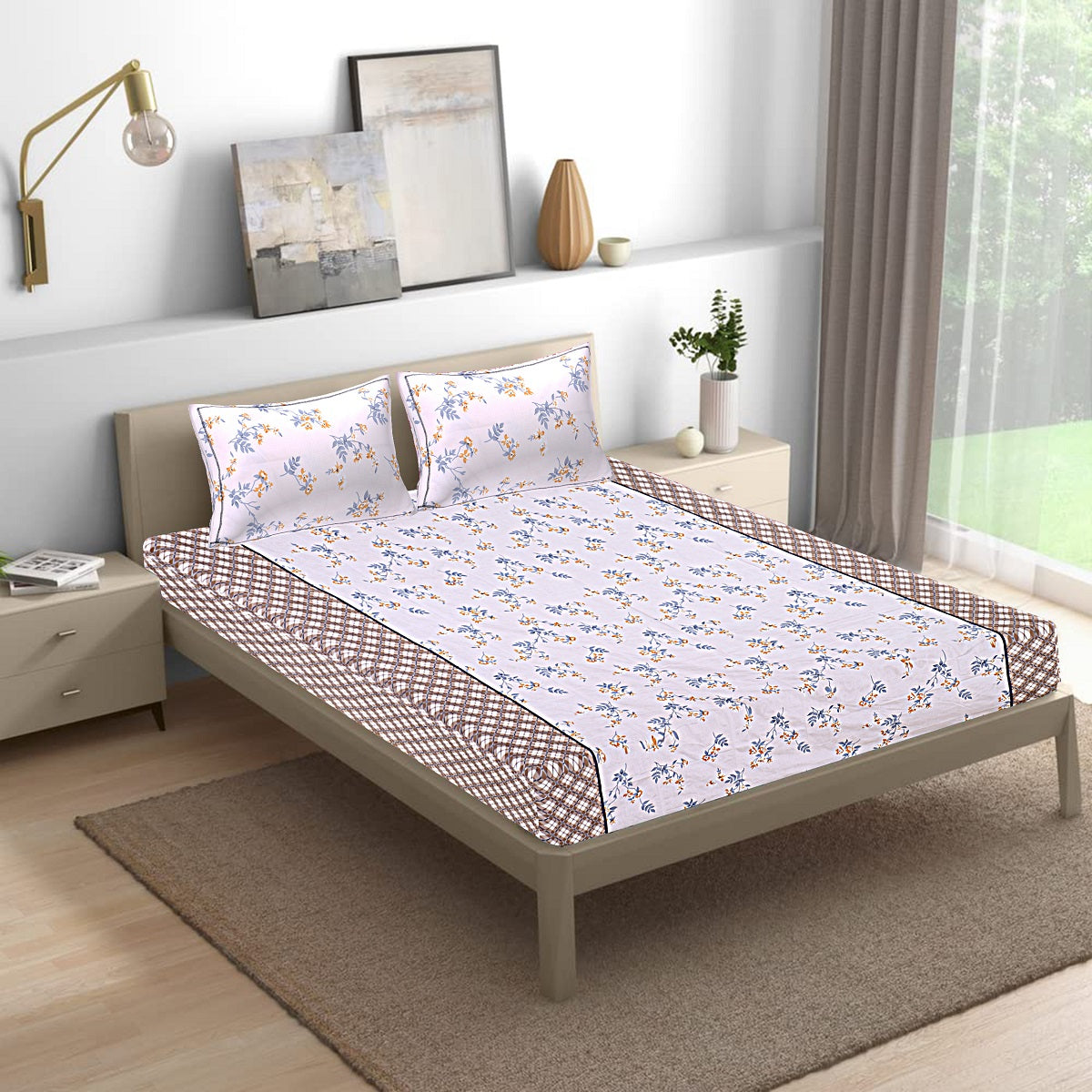 Siroki Bond Premium White Printed Pillow Cover (17*27)