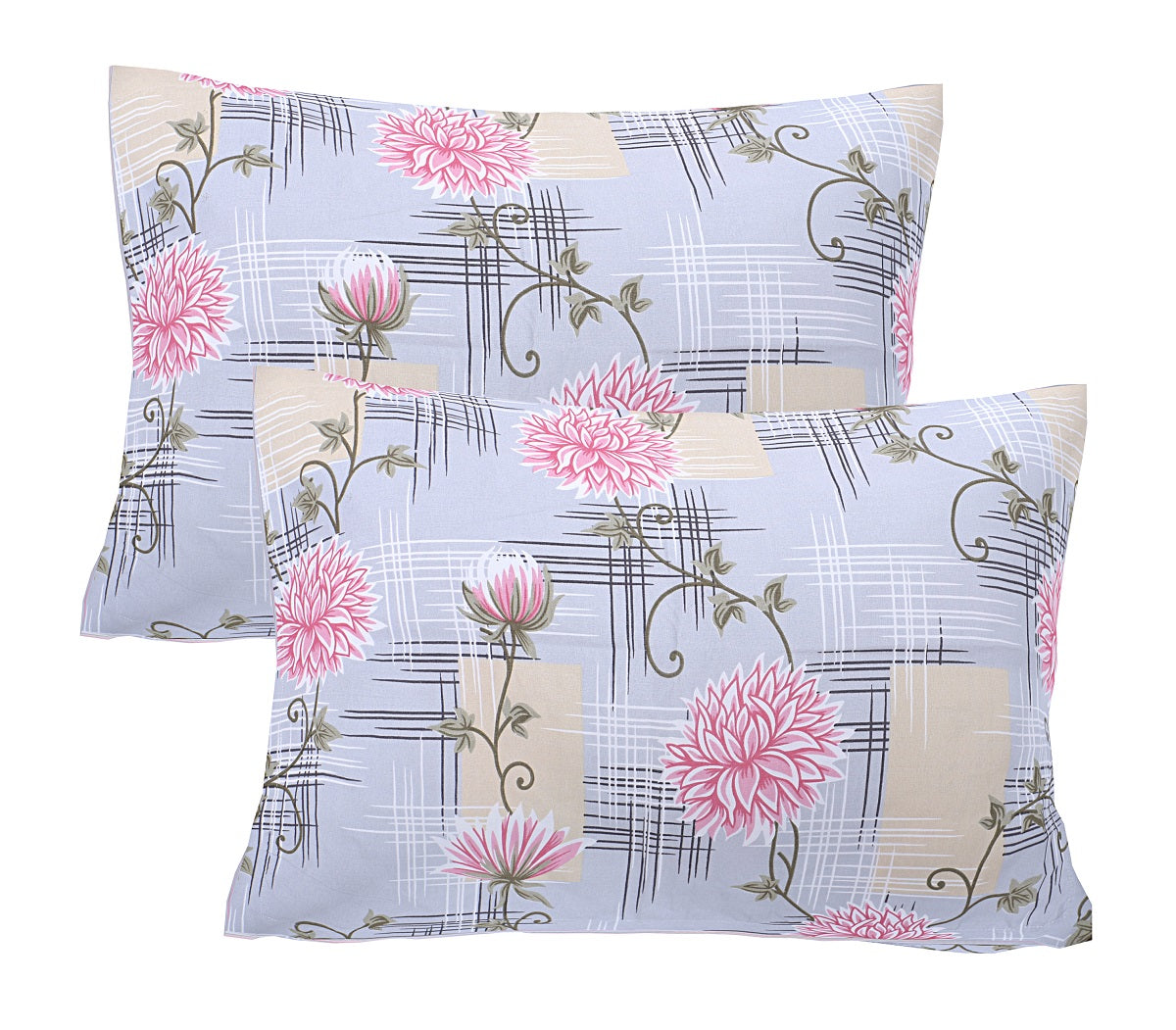Siroki Bond Premium Light Blue Printed Pillow Cover (17*27)