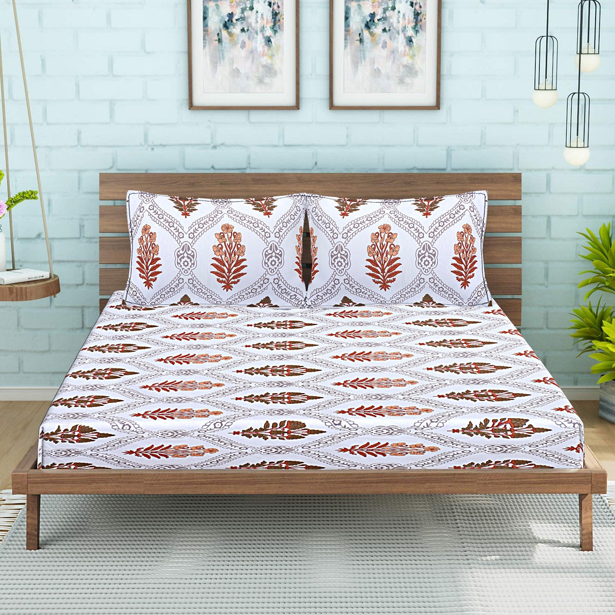 Siroki Bond Premium Brown Printed Pillow Cover (17*27)