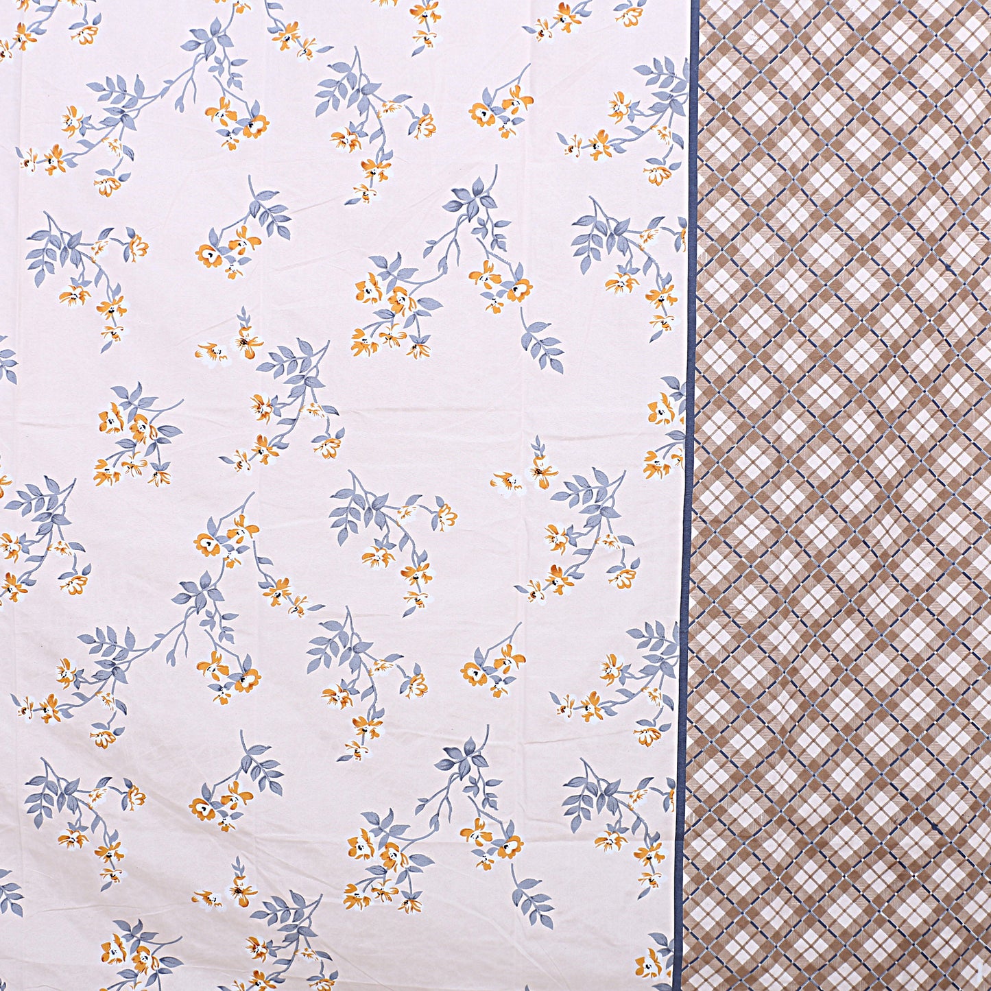Siroki Bond Navy Blue Floral Printed Premium Bed Sheet