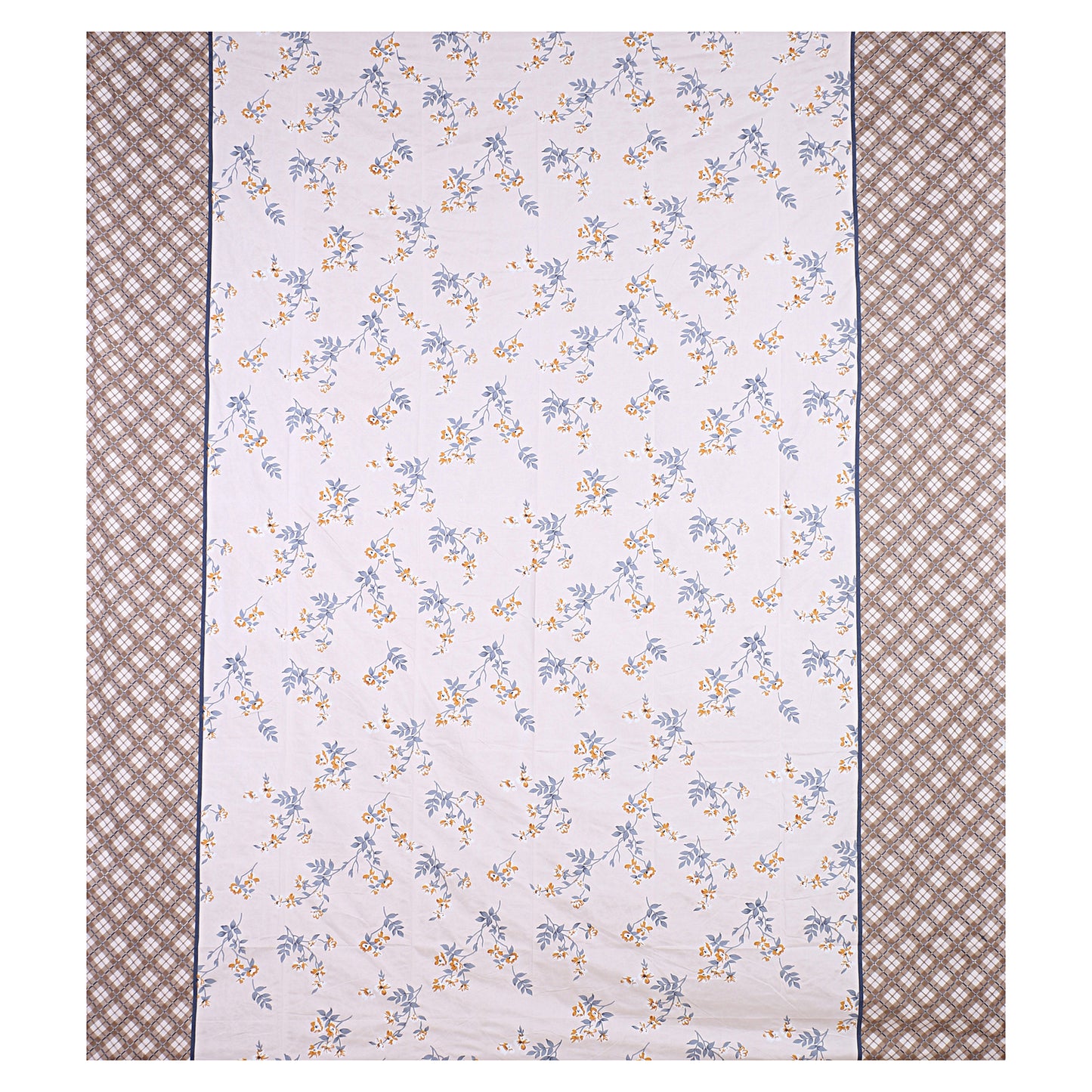 Siroki Bond Navy Blue Floral Printed Premium Bed Sheet