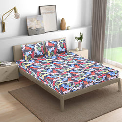 Siroki Bond Multi Color Floral Printed Double Bed Sheet