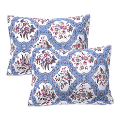 Siroki Bond Blue Printed Pillow Cover (17*27)