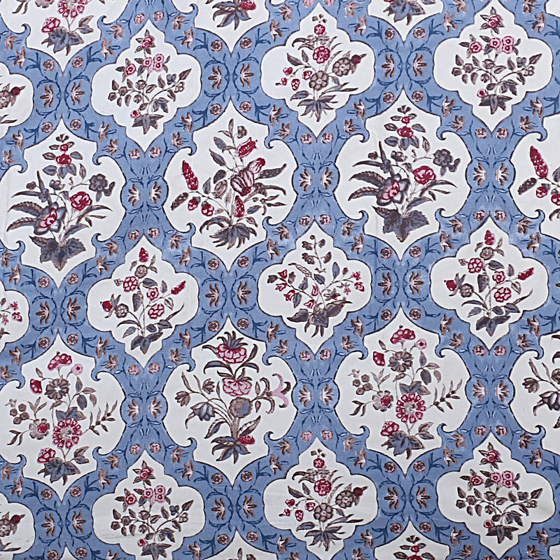 Siroki Bond Blue Floral Printed Premium King Bed Sheet