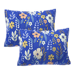 Siroki Bond Navy Blue Printed Pillow Cover (17*27)