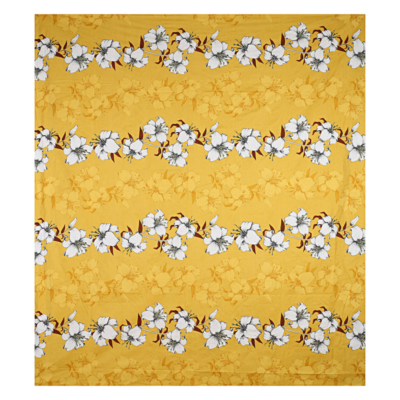 Siroki Bond Yellow Floral Printed Premium Double Bed Sheet