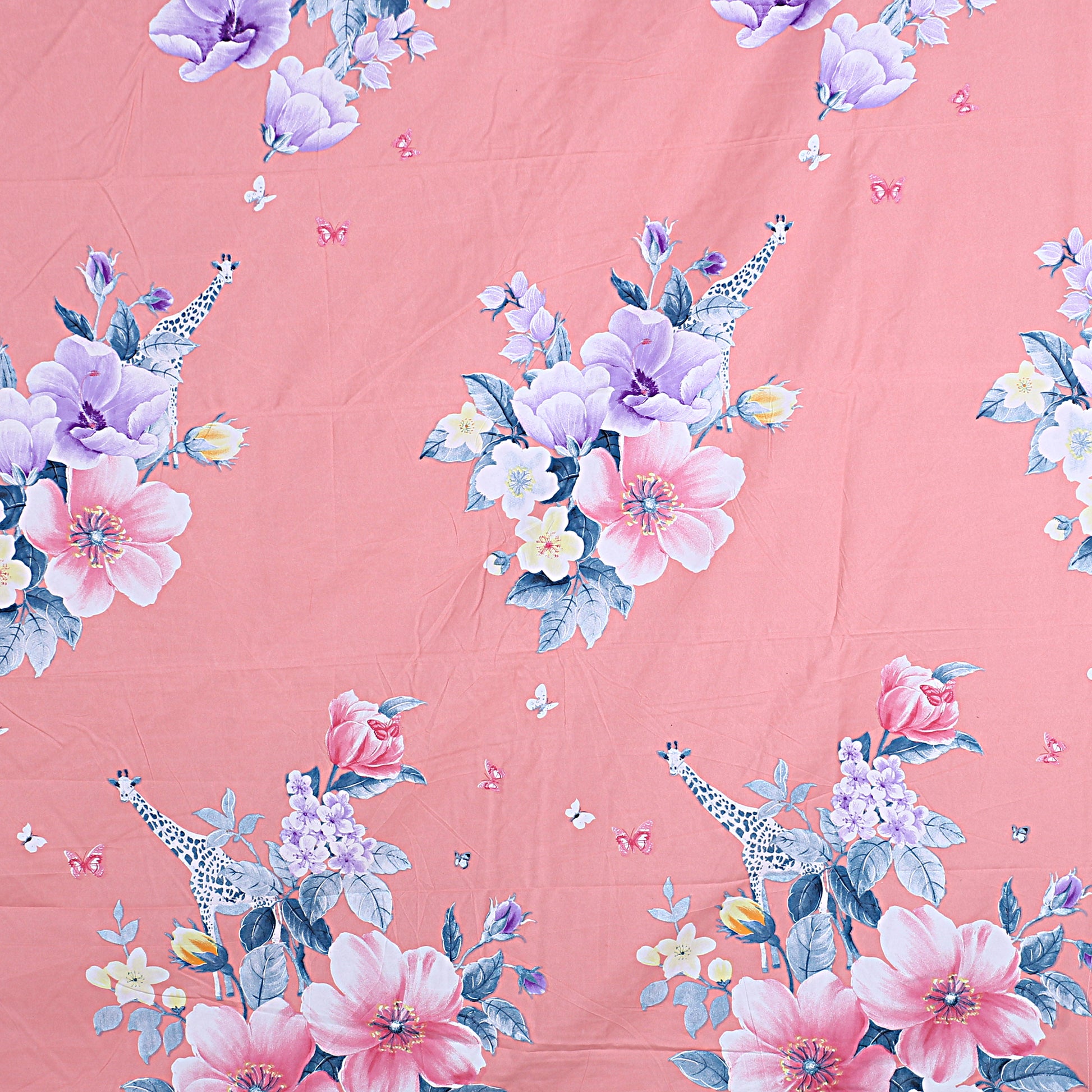 Siroki Bond Pink Floral Printed Premium Single Bed Sheet